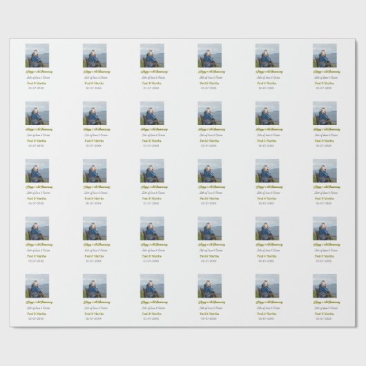 Modern happy 50th anniversary add name date photo  ラッピングペーパー (フラット)