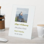 Modern happy 50th anniversary add name date photo  台座サイン (インサイチュ)