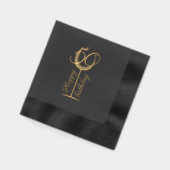 Modern Happy 50th Birthday Wine Glass 箔ナプキン (左)