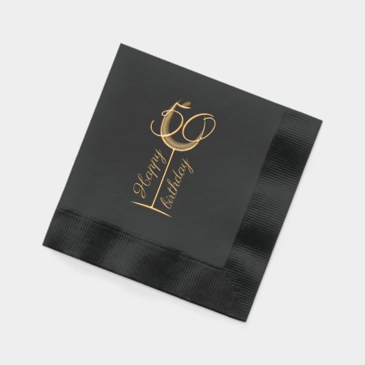 Modern Happy 50th Birthday Wine Glass 箔ナプキン (左)