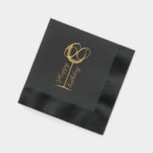 Modern Happy 70th Birthday Wine Glass 箔ナプキン (左)