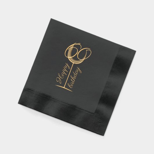 Modern Happy 70th Birthday Wine Glass 箔ナプキン (左)