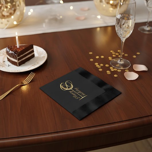 Modern Happy 70th Birthday Wine Glass 箔ナプキン