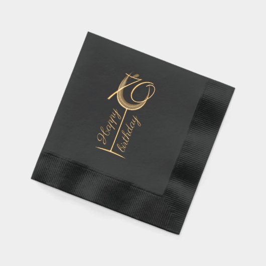 Modern Happy 70th Birthday Wine Glass 箔ナプキン (左)