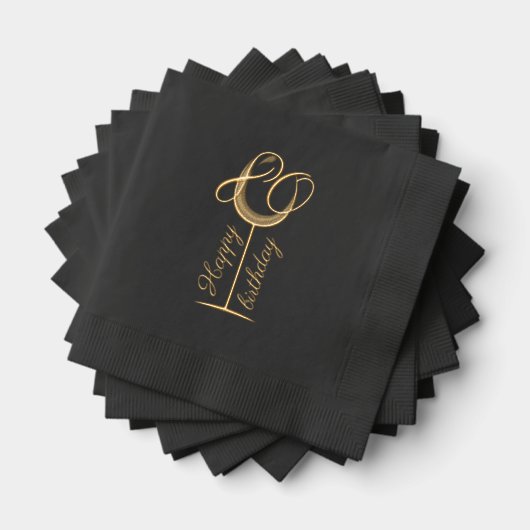 Modern Happy 80th Birthday Wine Glass 箔ナプキン (インサイチュ (積み重ね))