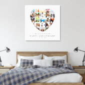 Modern Happy Anniversary Heart Puzzle Collage キャンバスプリント (インサイチュ (寝室))