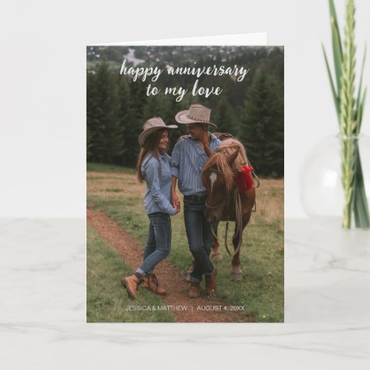 Modern Happy Anniversary to my Love Scripty Font カード (正面)