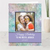 Modern Happy Birthday Pastel Bestie Photo & Name  カード (正面)