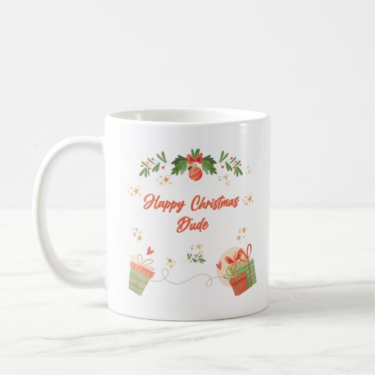 Modern Happy Christmas Dude Postcard with Festive コーヒーマグカップ (左)