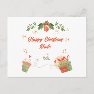 Modern Happy Christmas Dude Postcard with Festive ポストカード