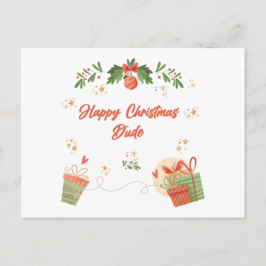 Modern Happy Christmas Dude Postcard with Festive ポストカード (正面)