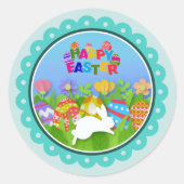 Modern Happy Easter Bunny I 3D Easter Egg Design ラウンドシール (正面)