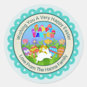 Modern Happy Easter Bunny I 3D Easter Egg Design ラウンドシール (正面)