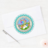 Modern Happy Easter Bunny I 3D Easter Egg Design ラウンドシール (封筒)