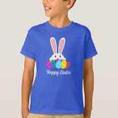 Modern Happy Easter Bunny Rabbit Eggs Tシャツ (正面)