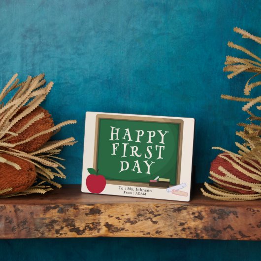 Modern Happy First Day – Custom Name Plaque フォトプラーク (側面)