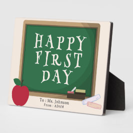 Modern Happy First Day – Custom Name Plaque フォトプラーク
