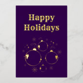 Modern Happy Holidays Bold Purple Gold  箔シーズンカード (正面)