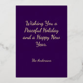 Modern Happy Holidays Bold Purple Gold  箔シーズンカード (裏面)