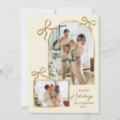 Modern Happy Holidays Bows Gold Arch 3 Photo  シーズンカード (正面)