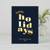 Modern Happy Holidays Business/Corporate Logo Gold 箔シーズンカード (立ち正面)
