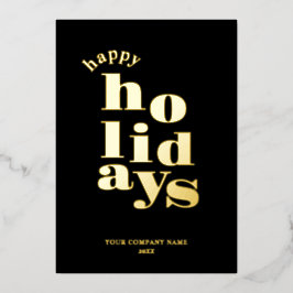 Modern Happy Holidays Business/Corporate Logo Gold 箔シーズンカード