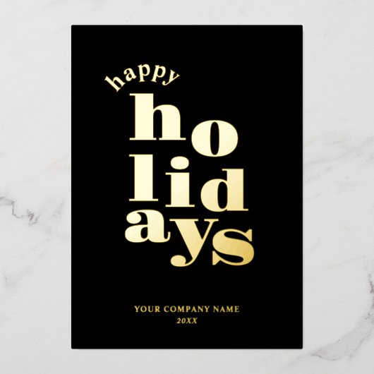 Modern Happy Holidays Business/Corporate Logo Gold 箔シーズンカード (正面)