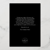 Modern Happy Holidays Business/Corporate Logo Gold 箔シーズンカード (裏面)