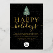 Modern Happy Holidays Business Logo Black & Gold 箔シーズンカード (正面)