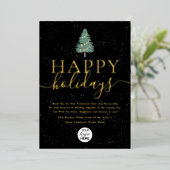 Modern Happy Holidays Business Logo Black & Gold 箔シーズンカード (立ち正面)