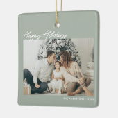 Modern Happy Holidays Custom Message 2-Photo セラミックオーナメント (左)