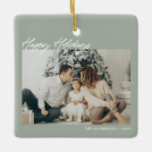 Modern Happy Holidays Custom Message 2-Photo セラミックオーナメント (正面)