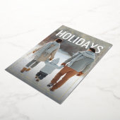 Modern Happy Holidays Photo 箔シーズンカード (回転した状態)