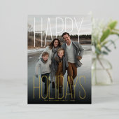 Modern Happy Holidays Photo 箔シーズンカード (立ち正面)
