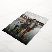 Modern Happy Holidays Photo 箔シーズンカード (回転した状態)