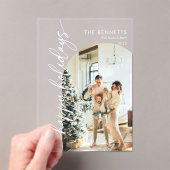 Modern Happy Holidays Photo Holiday Card アクリル招待状 (インサイチュ (ポータブル))