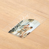 Modern Happy Holidays Photo Holiday Card アクリル招待状 (レイダウン)