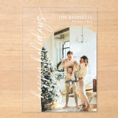 Modern Happy Holidays Photo Holiday Card アクリル招待状 (正面)