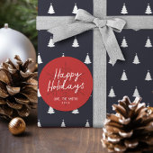 Modern Happy Holidays Script Snowflakes Christmas ラウンドシール