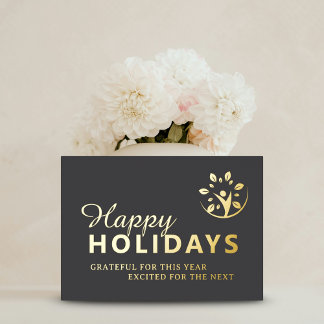 Modern Happy holidays with logo business gold 箔シーズンカード