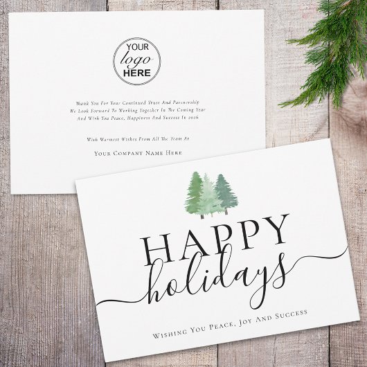 Modern Happy Holidays Woodland Business Logo シーズンカード