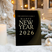 Modern Happy New Year 2026 Gold Photo 箔シーズンカード