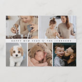 Modern Happy New Year Family Photo Grid Simple シーズンカード (正面)