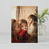 Modern Happy New Year Photo 箔シーズンカード (立ち正面)