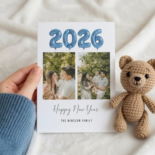 Modern Happy New Year Photo Collage 2026 | Elegant シーズンカード
