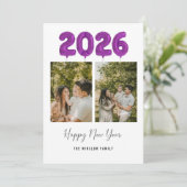 Modern Happy New Year Photo Collage , 2026 Purple シーズンカード (スタンド正面)