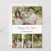 Modern Happy New Year Photo Collage Card | Elegant シーズンカード (正面)