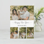 Modern Happy New Year Photo Collage Card | Elegant シーズンカード (スタンド正面)