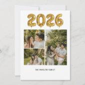 Modern Happy New Year Photo Collage Card | Elegant シーズンカード (正面)