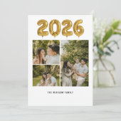 Modern Happy New Year Photo Collage Card | Elegant シーズンカード (スタンド正面)